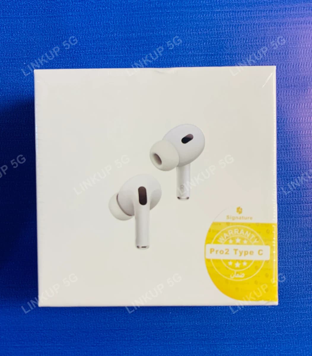 AirPods Pro style wireless earbuds retail box, front view